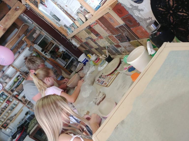 Ceramics kids pottery party press moulding